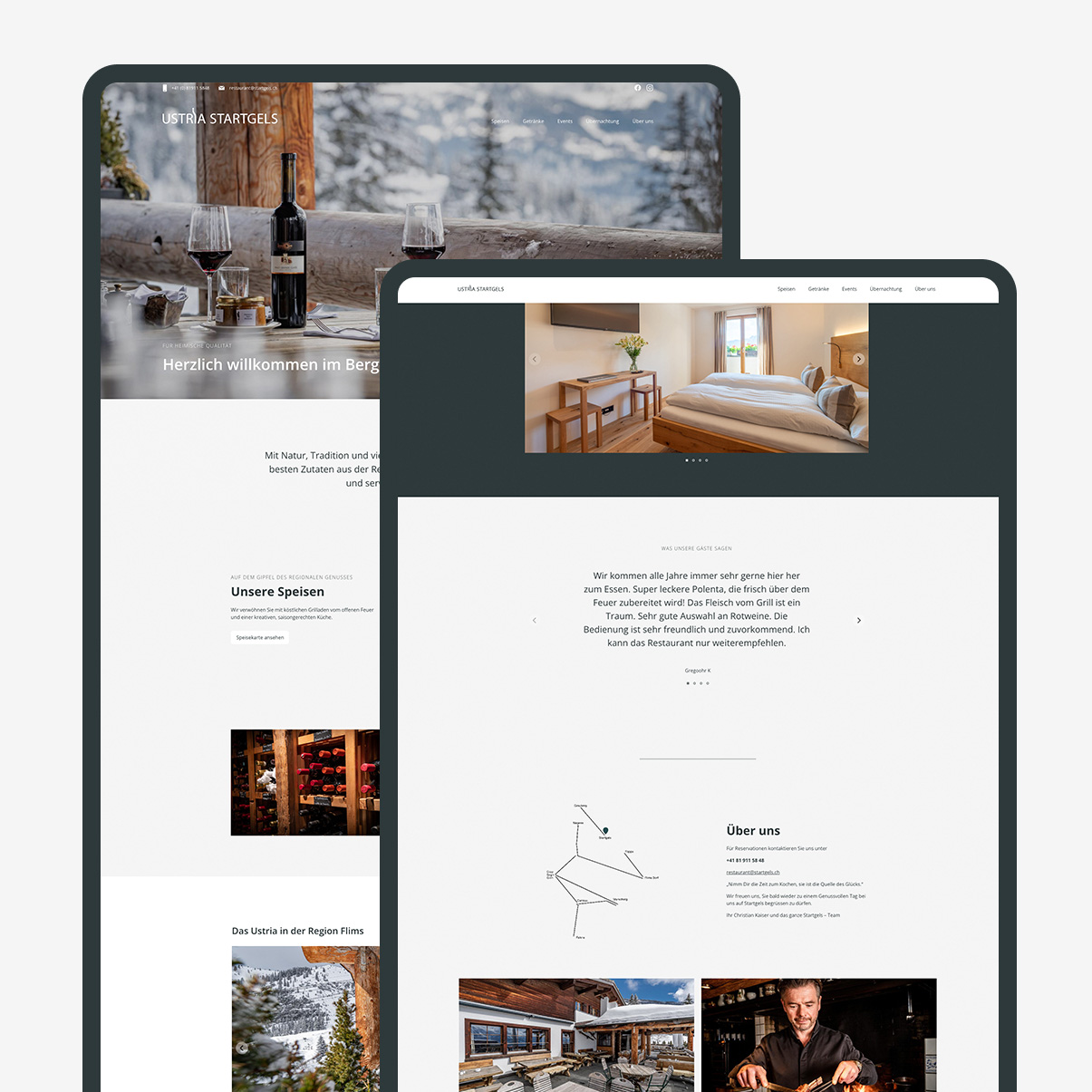 Startseite der Wordpress Website Bergrestaurant Ustria Startgels von Moodular by Redeleit und Junker